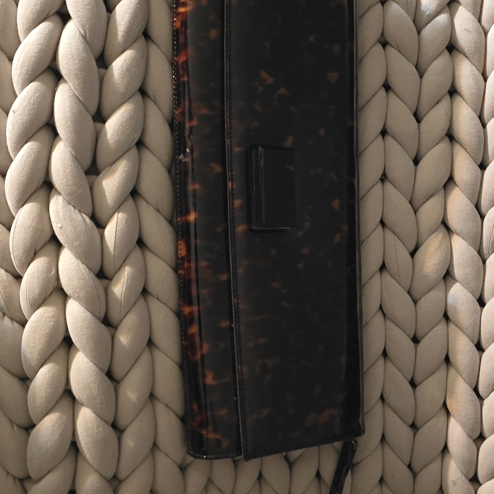 Stuart Weitzman patent clutch tortoiseshell